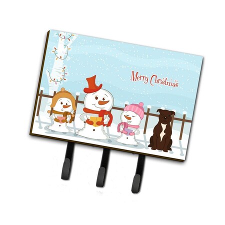 Carolines Treasures Merry Christmas Carolers Staffordshire Bull Terrier Chocolate Leash or Key Holder BB2379TH68